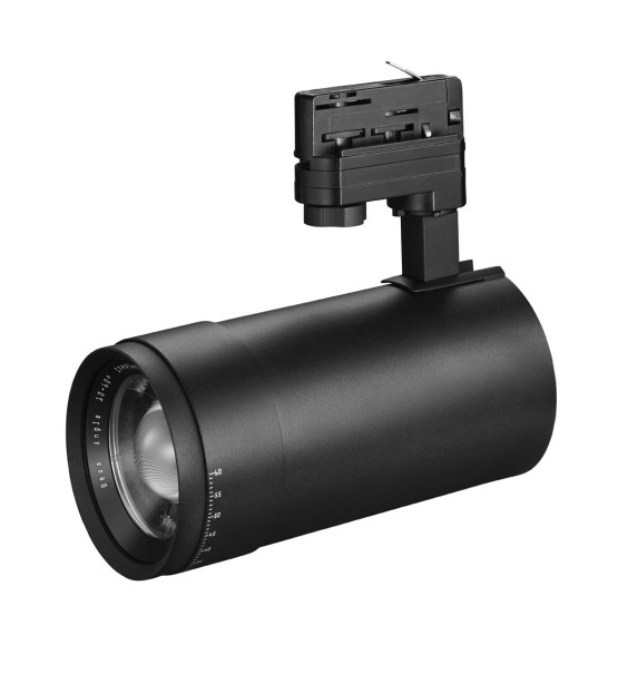 projecteur LED sur rail 3CCT, noir, pour exposition, focale réglable