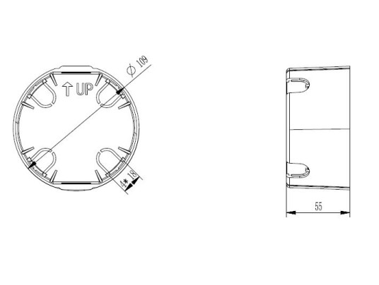 WALL ROND-ENCASTRE 4W-IP65-3000K-GRIS FONCE